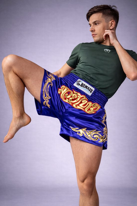 Namazu Thai Boksshorts Blauw & Goud L